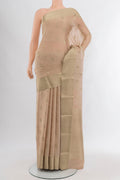 Beige Mysore Crepe Saree with Jacquard With Zari Butta on the body and Zari Border.  displayed on a mannequin