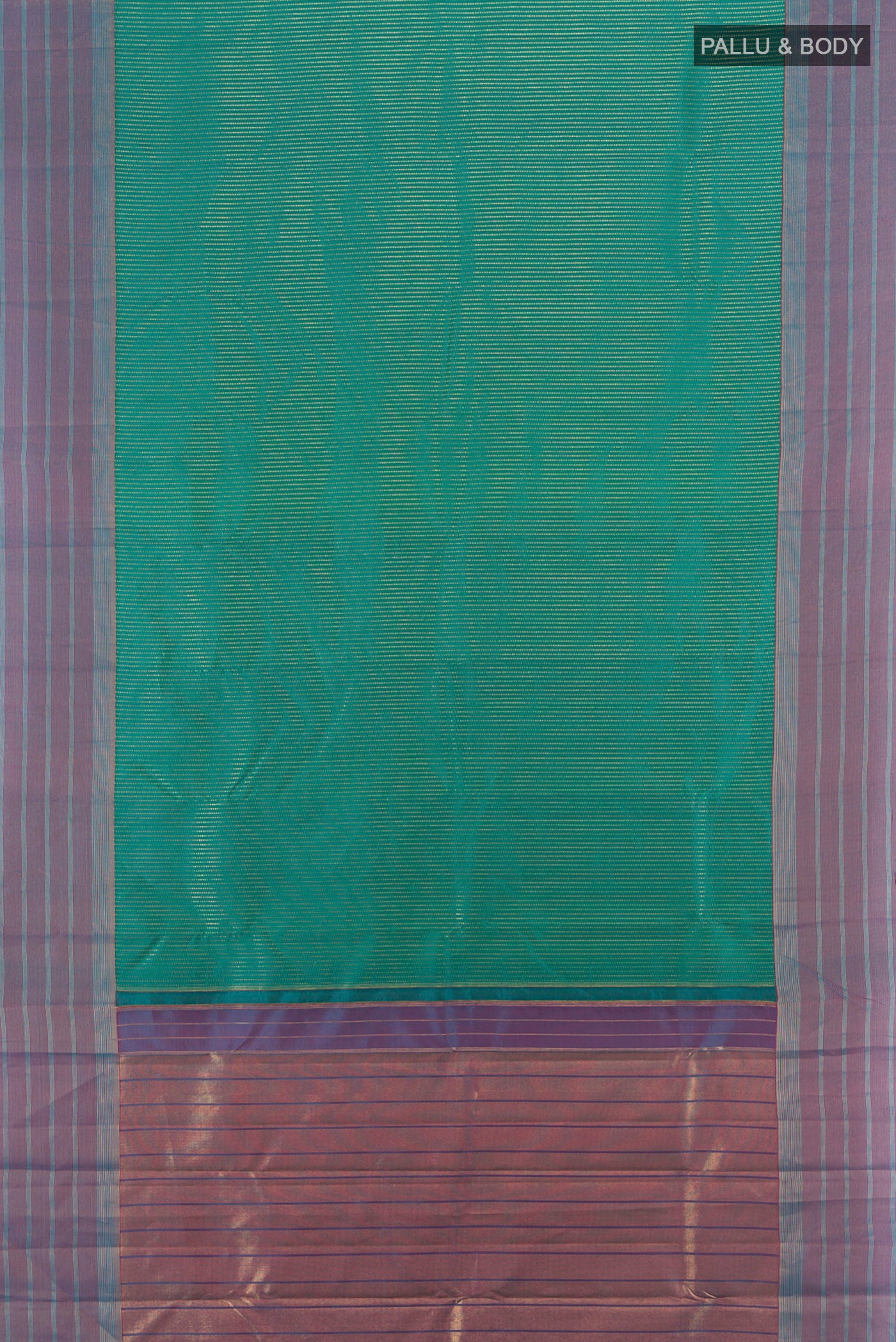 Flat view of Sea Green Kanchipuram Silk Saree with Stripes on the body and Zari Border. 