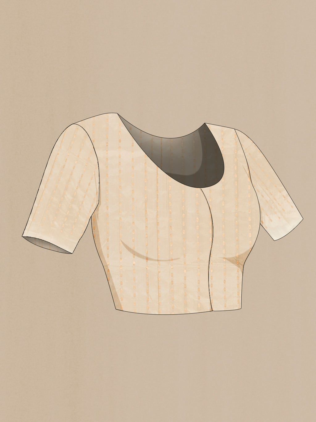 Close up image of the blouse of Grey Banarasi Katan Silk Saree with Jacquard design on the body and Zari Border. 