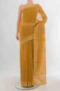 Sandal Chanderi Cotton Saree with Zari Butta on the body and Zari Border.  displayed on a mannequin