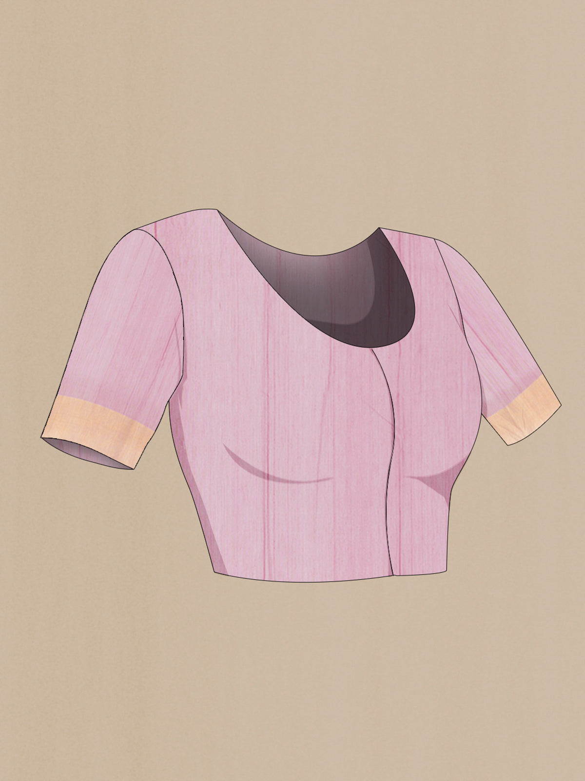 Close up image of the blouse of Lavender Chanderi Silk Cotton Saree with Zari Butta on the body and Zari Border. 