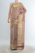Pure Silk Bronze Kanchipuram Saree with Zari Butta on the body and Silk Border.  displayed on a mannequin