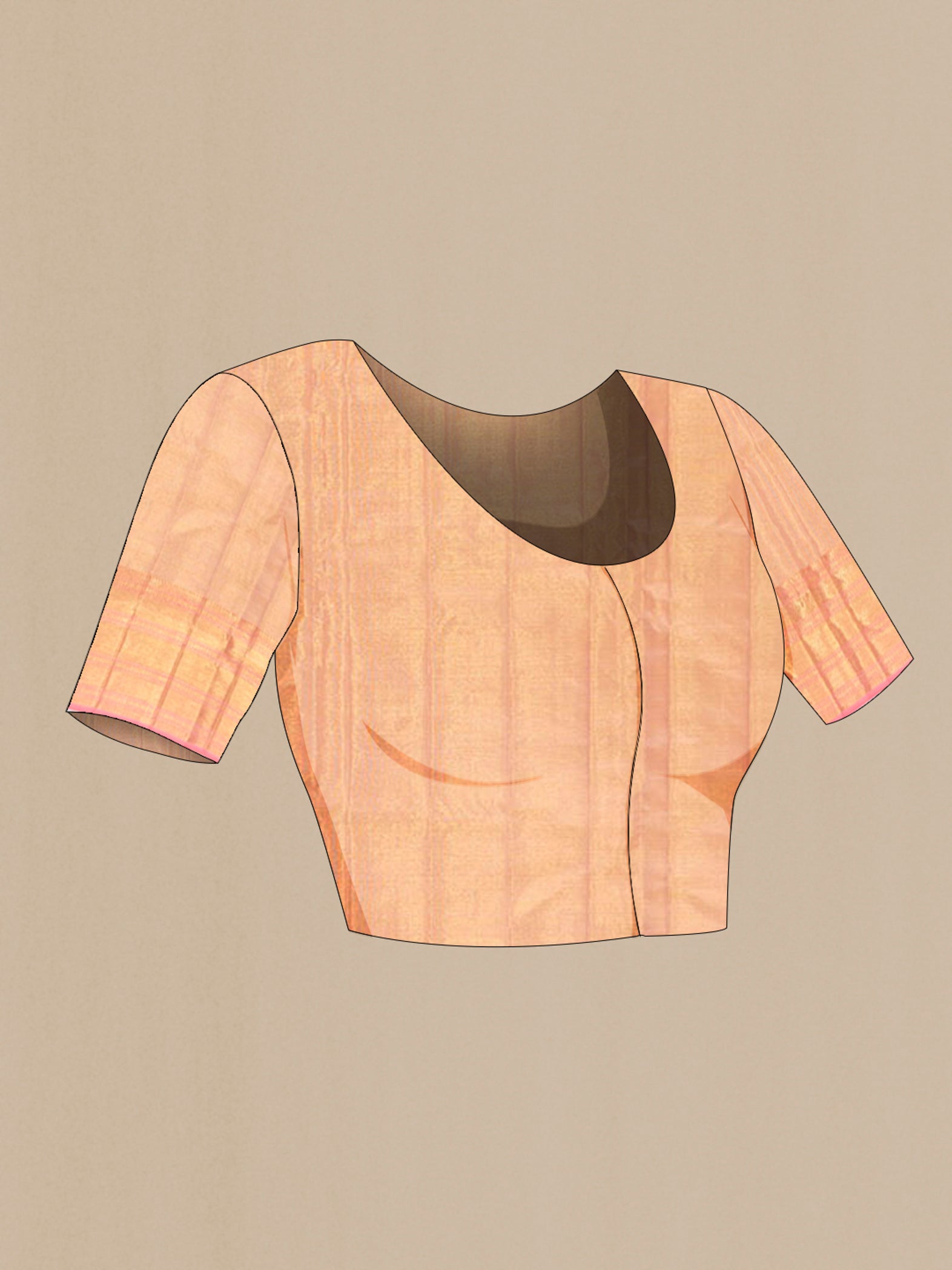 Close up image of the blouse of Golden Kanjivaram Tissue Silk Saree with Zari Brocade on the body and Zari Border. 