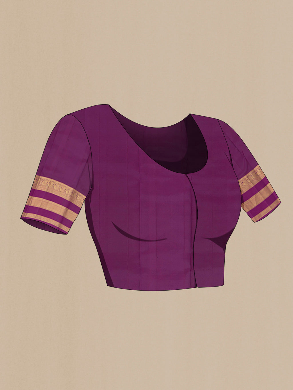 Close up image of the blouse of Brown Kanchipuram Silk Saree with Zari Butta on the body and Zari Border. 