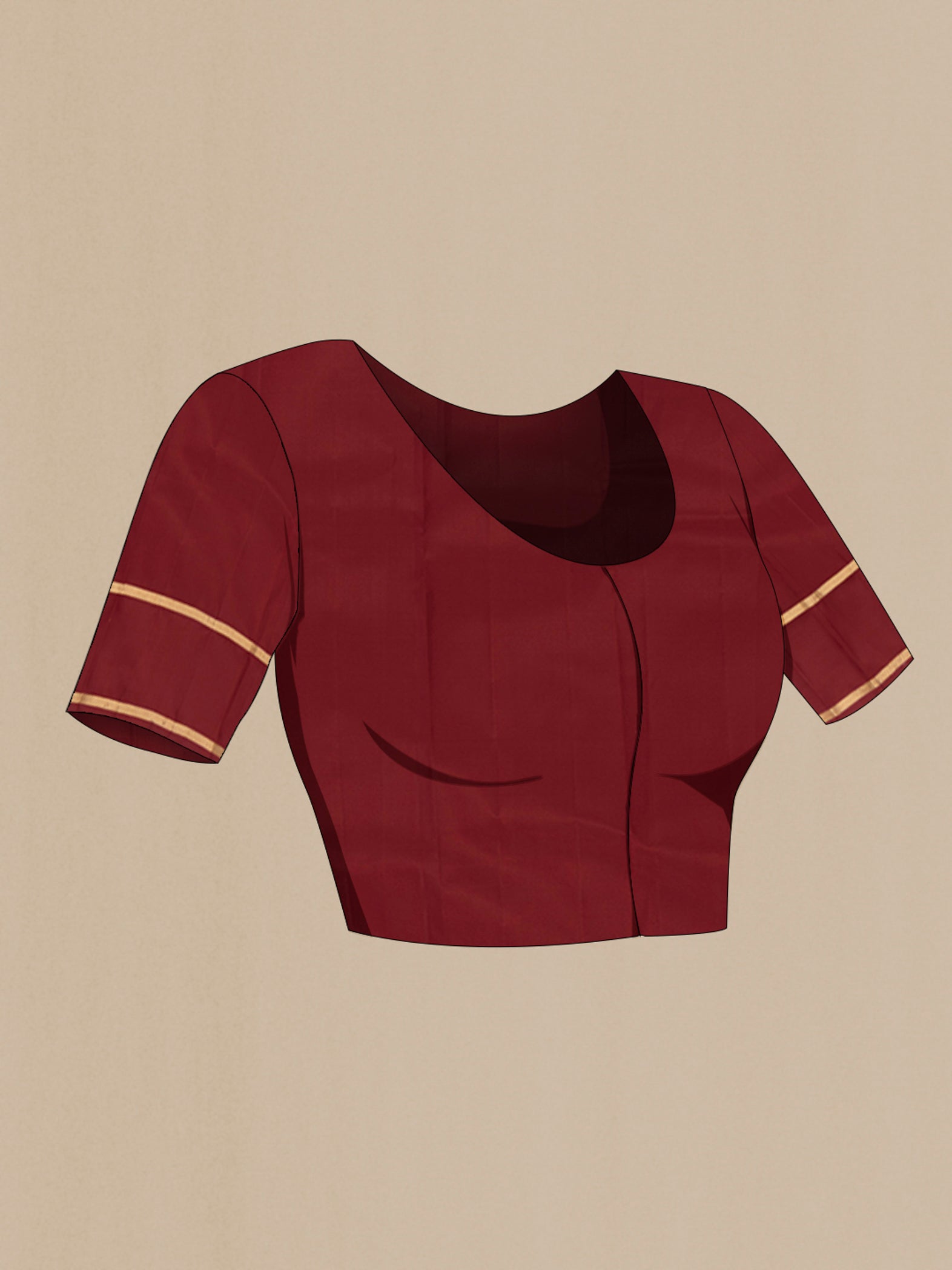 Close up image of the blouse of Mustard Kanchipuram Silk Saree with Checked design on the body and Plain Border. 