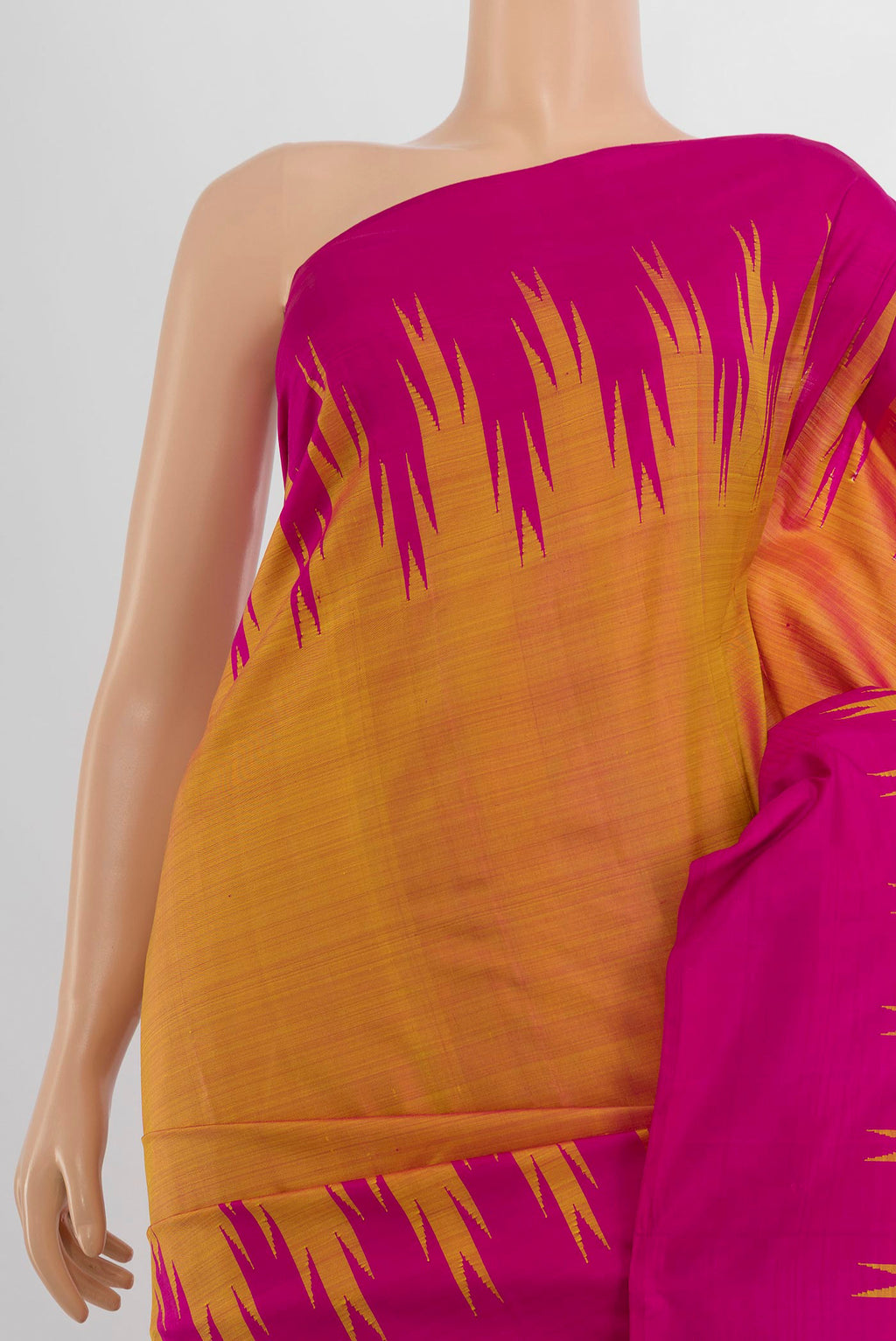 Border image of Pure Silk Peach Kanjivaram Saree with Plain Body and Silk Border. 