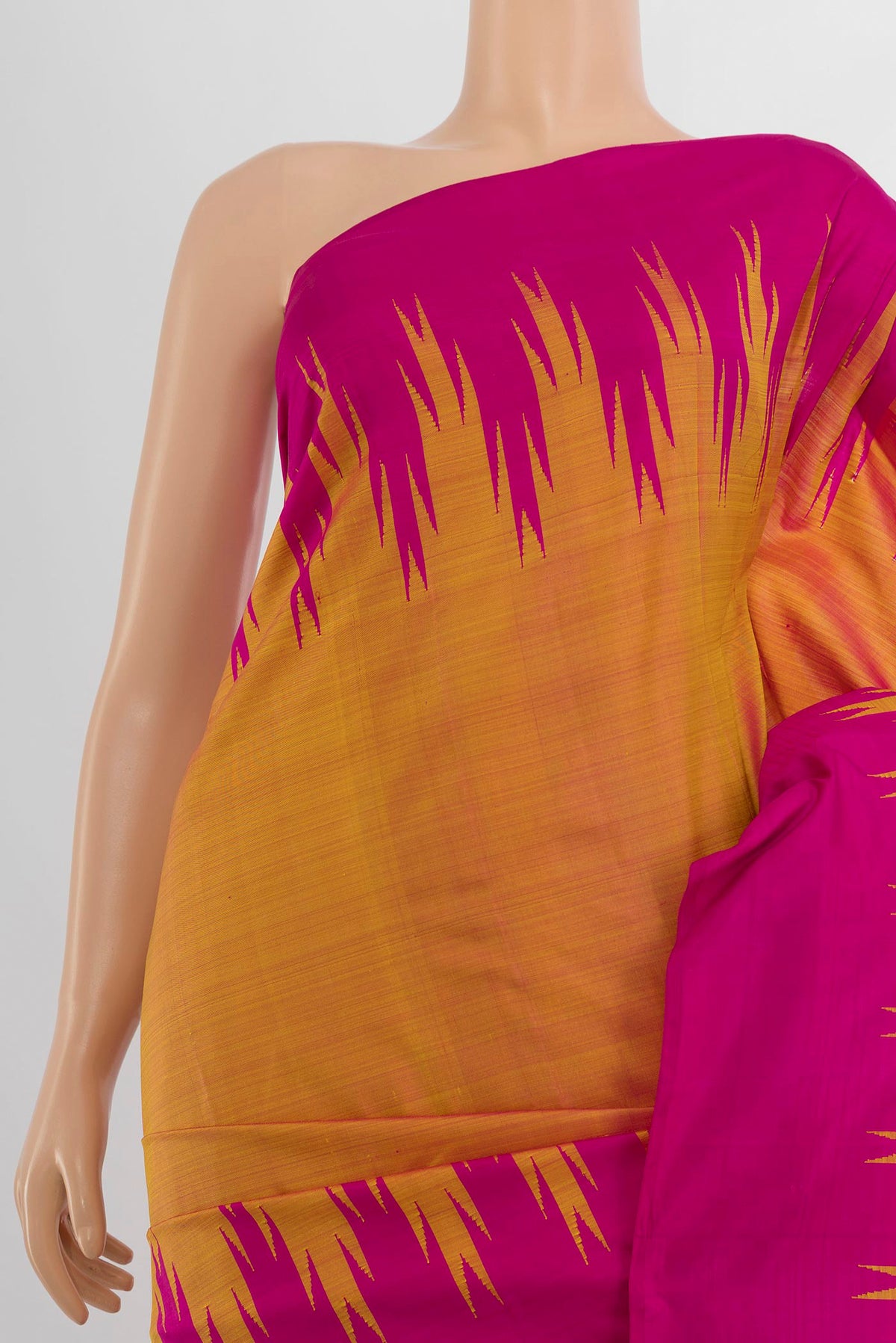 Border image of Pure Silk Peach Kanjivaram Saree with Plain Body and Silk Border. 