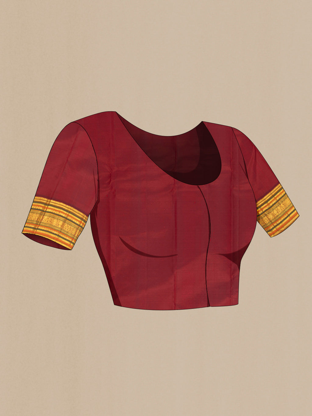 Close up image of the blouse of Pink Kanjivaram Silk Saree with Zari Butta on the body and Zari Border. 