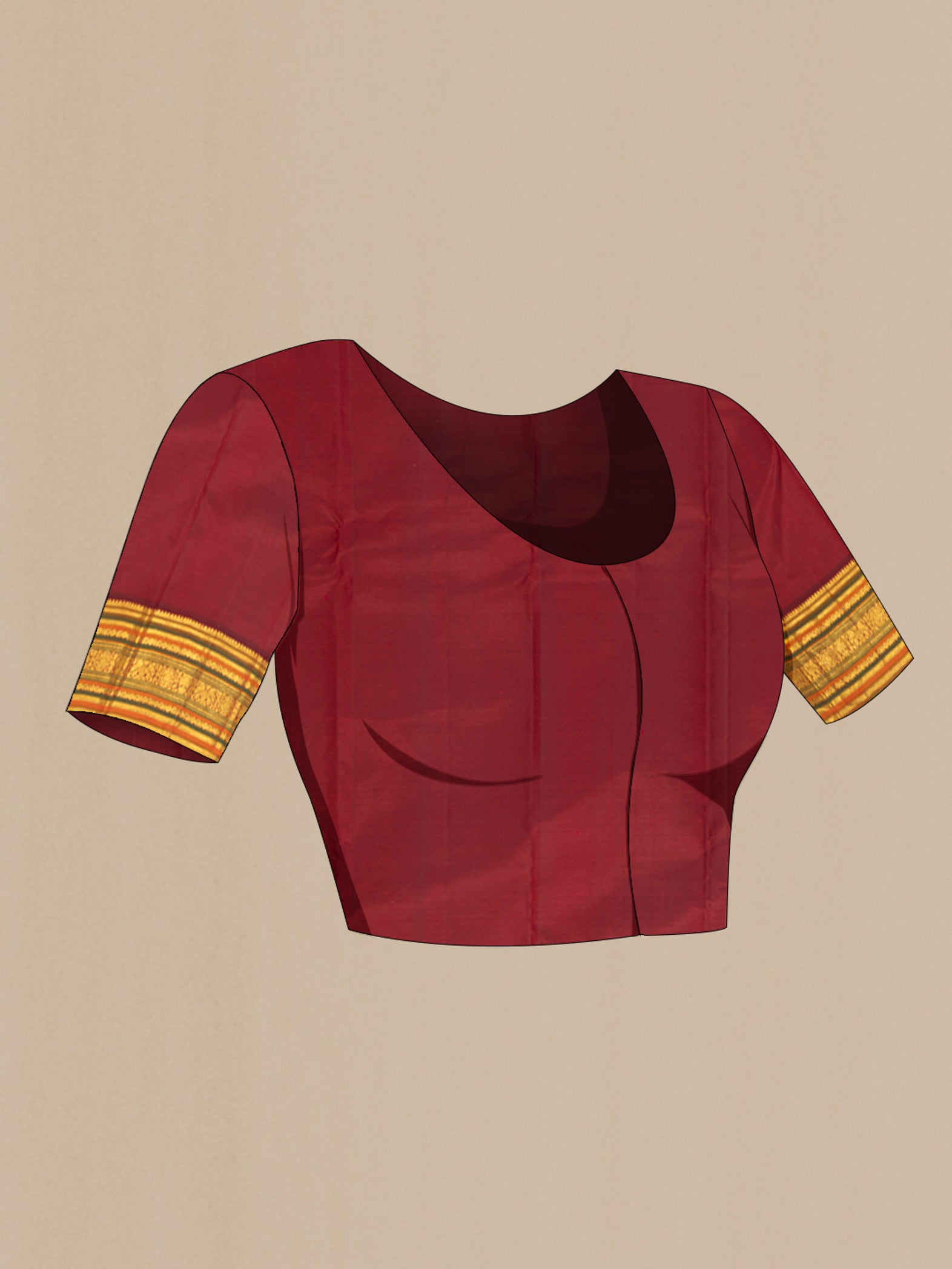 Close up image of the blouse of Pink Kanjivaram Silk Saree with Zari Butta on the body and Zari Border. 