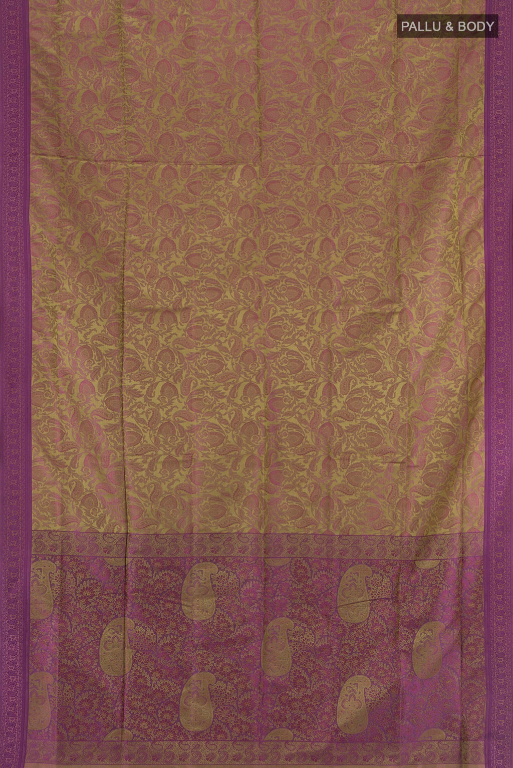 Flat view of Multi Color Soft Silk Saree with Jacquard design on the body and Thread Border. 