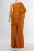 Mustard Soft Silk Saree with Jacquard design on the body and Thread Border.  displayed on a mannequin