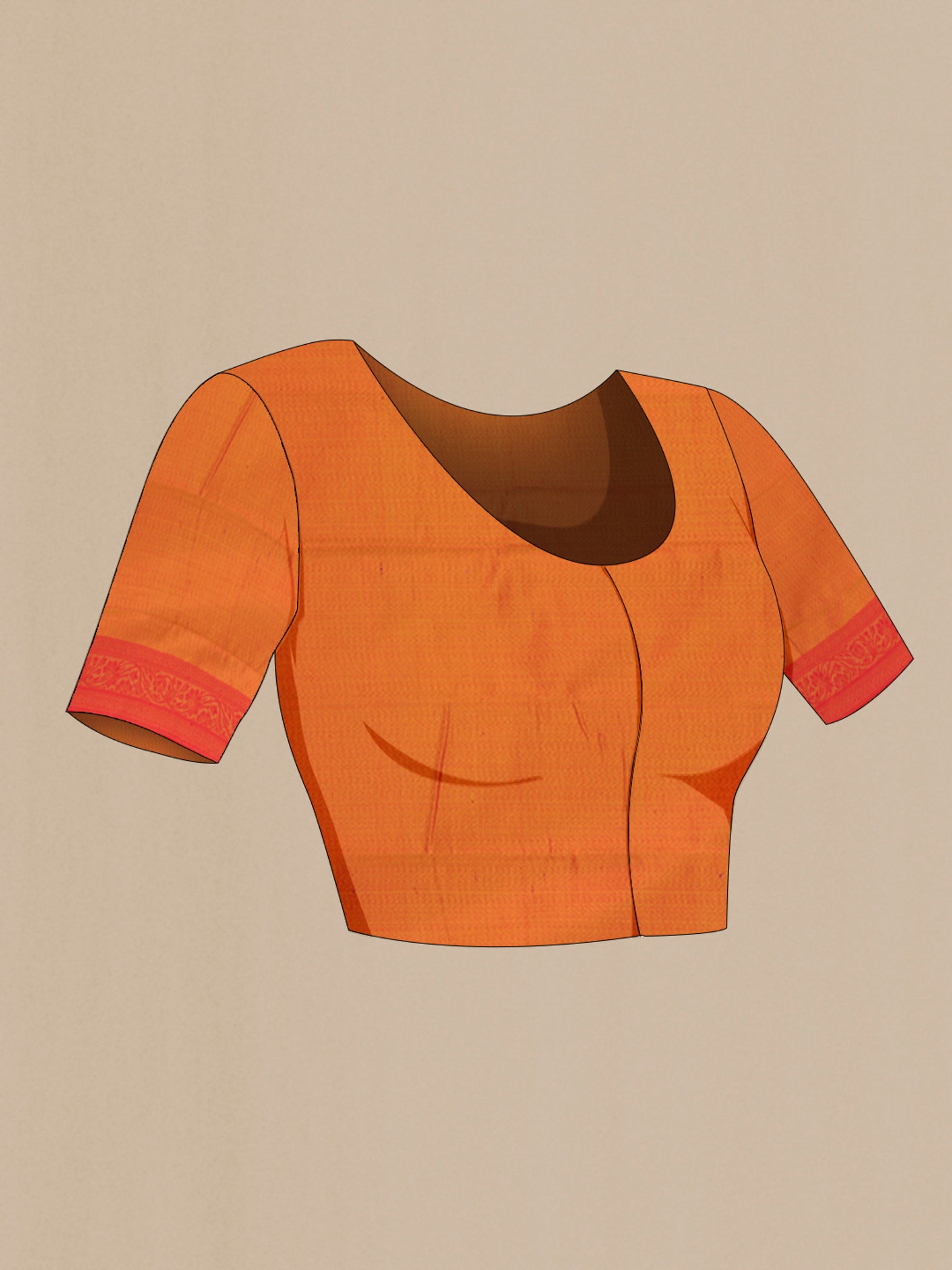 Close up image of the blouse of Mustard Soft Silk Saree with Jacquard design on the body and Thread Border. 