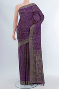 Violet Soft Silk Saree with Thread Butta on the body and Silk Border.  displayed on a mannequin