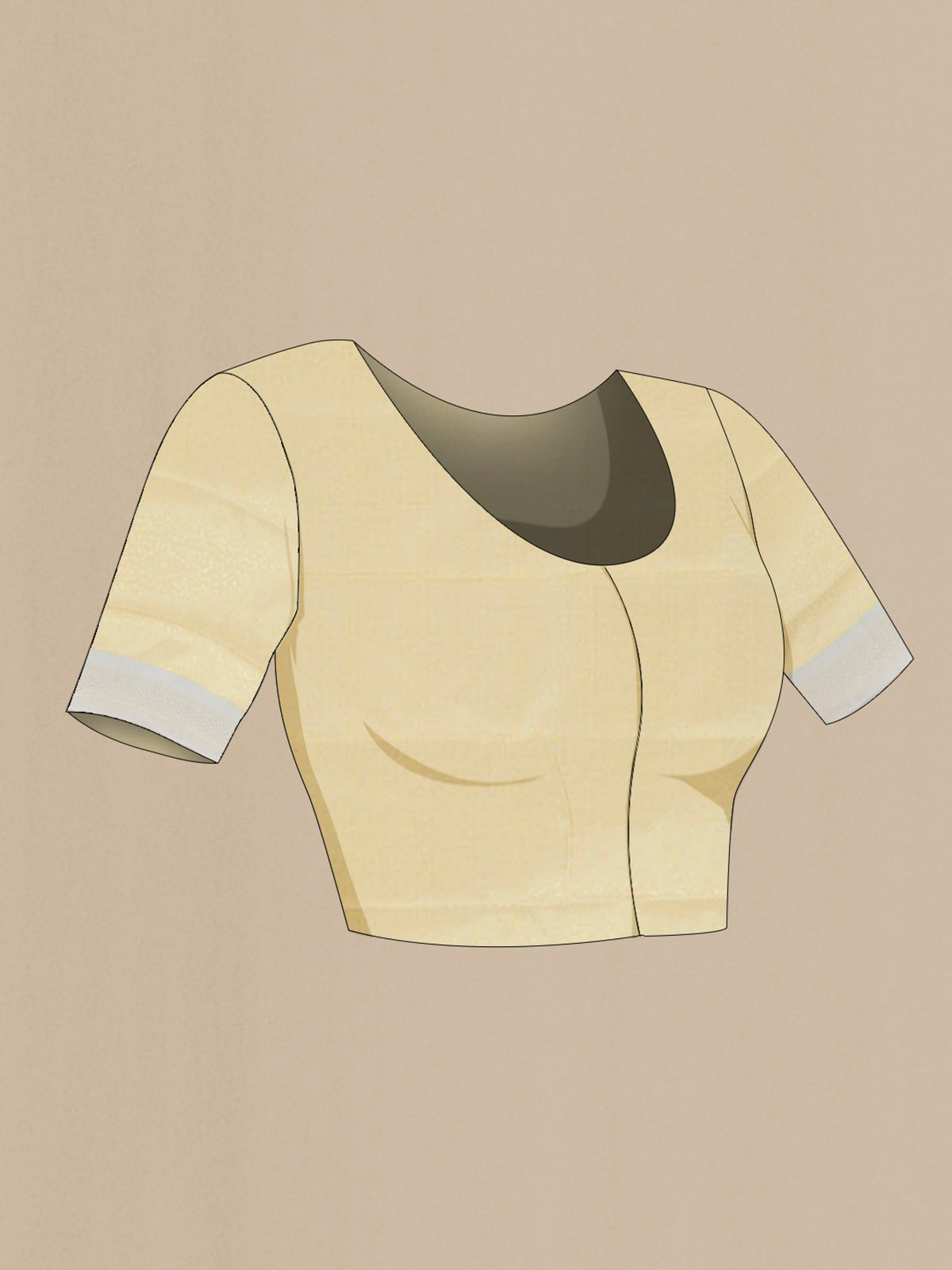 Close up image of the blouse of Lemon Yellow Soft Silk Saree with Jacquard design on the body and Thread Border. 
