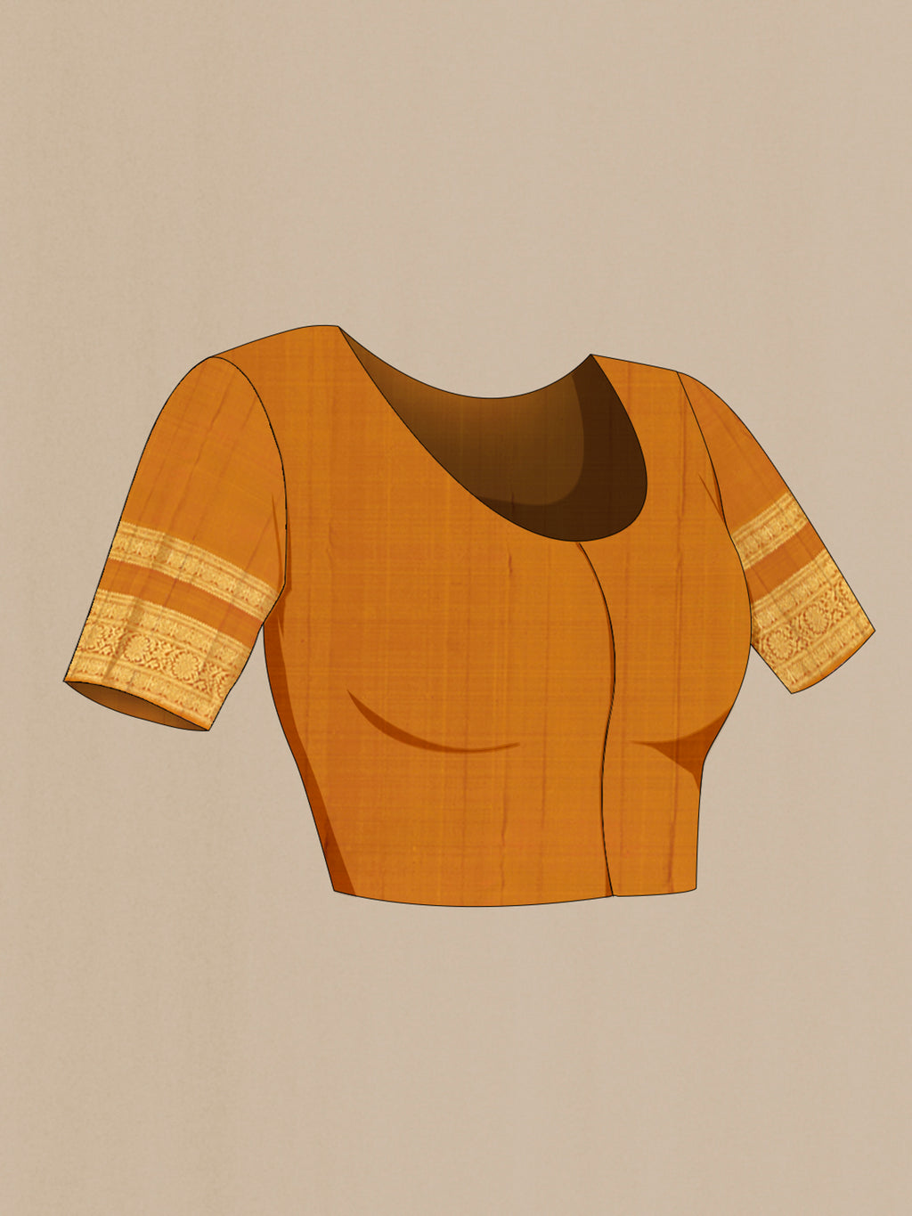 Close up image of the blouse of Maroon Kanchipuram Silk Saree with Zari Butta on the body and Zari Border. 