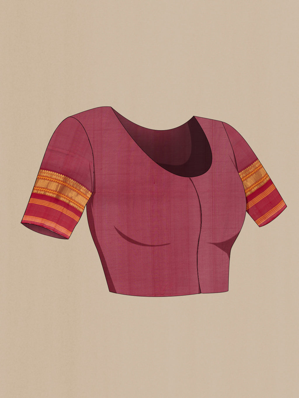 Close up image of the blouse of Royal Blue Silk Cotton Saree with Stripes on the body and Zari Border. 