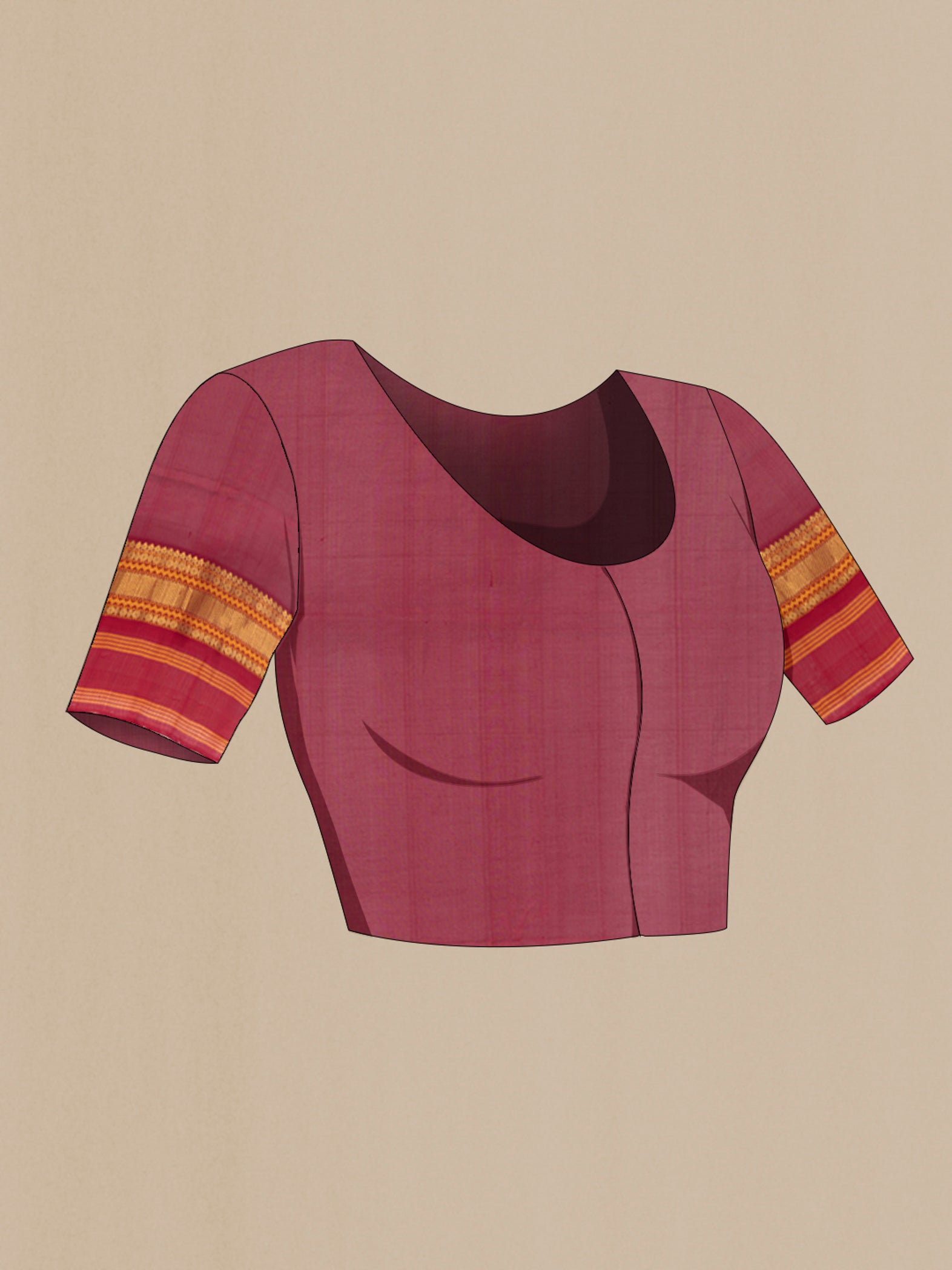 Close up image of the blouse of Royal Blue Silk Cotton Saree with Stripes on the body and Zari Border. 