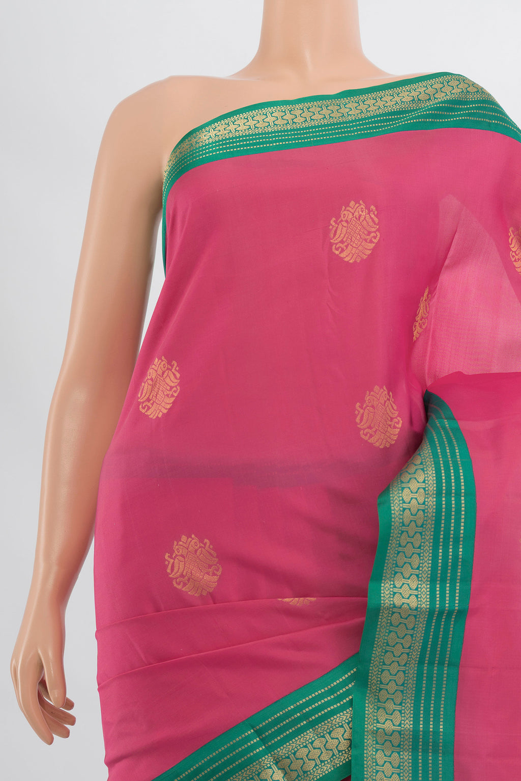 Border image of Bronze Kanchipuram Silk Saree with Zari Butta on the body and Silk Border. 