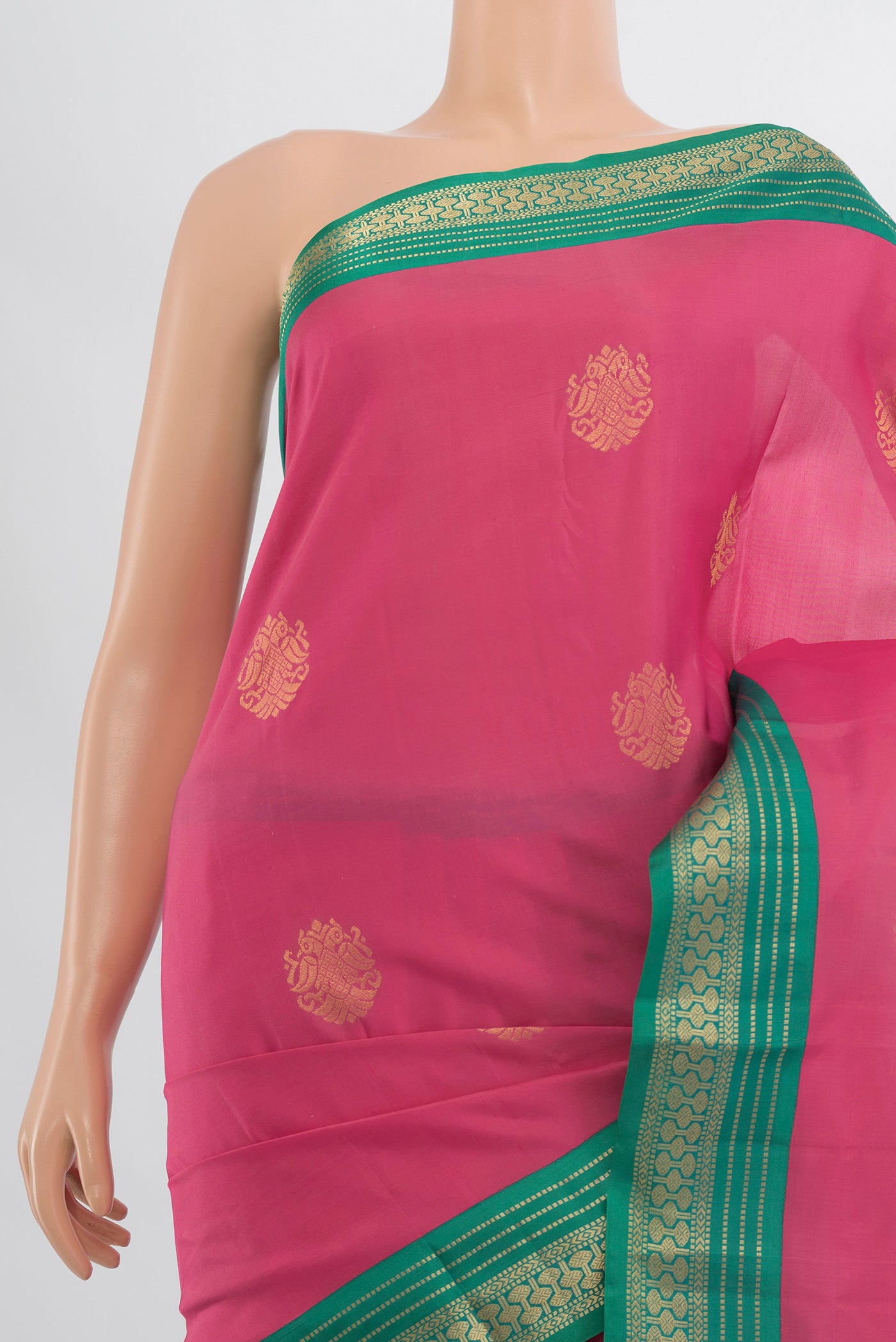 Border image of Bronze Kanchipuram Silk Saree with Zari Butta on the body and Silk Border. 