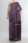 Pure Silk Lavender Uppada Saree with Zari Butta on the body and Plain Border.  displayed on a mannequin