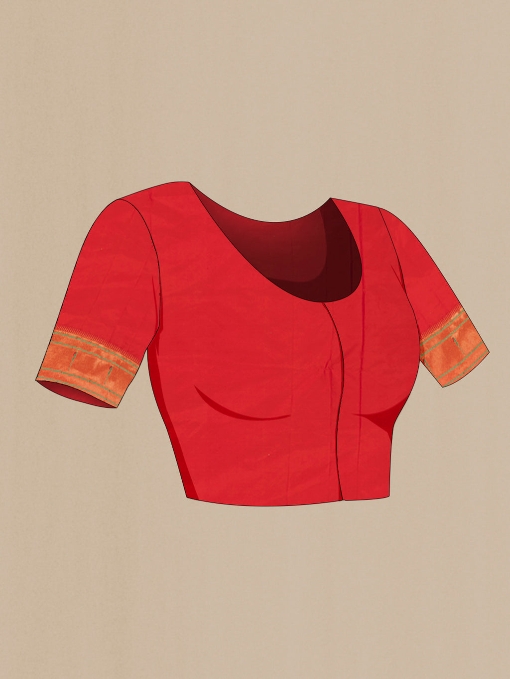 Close up image of the blouse of Violet Soft Silk Saree with Zari Butta on the body and Silk Border. 