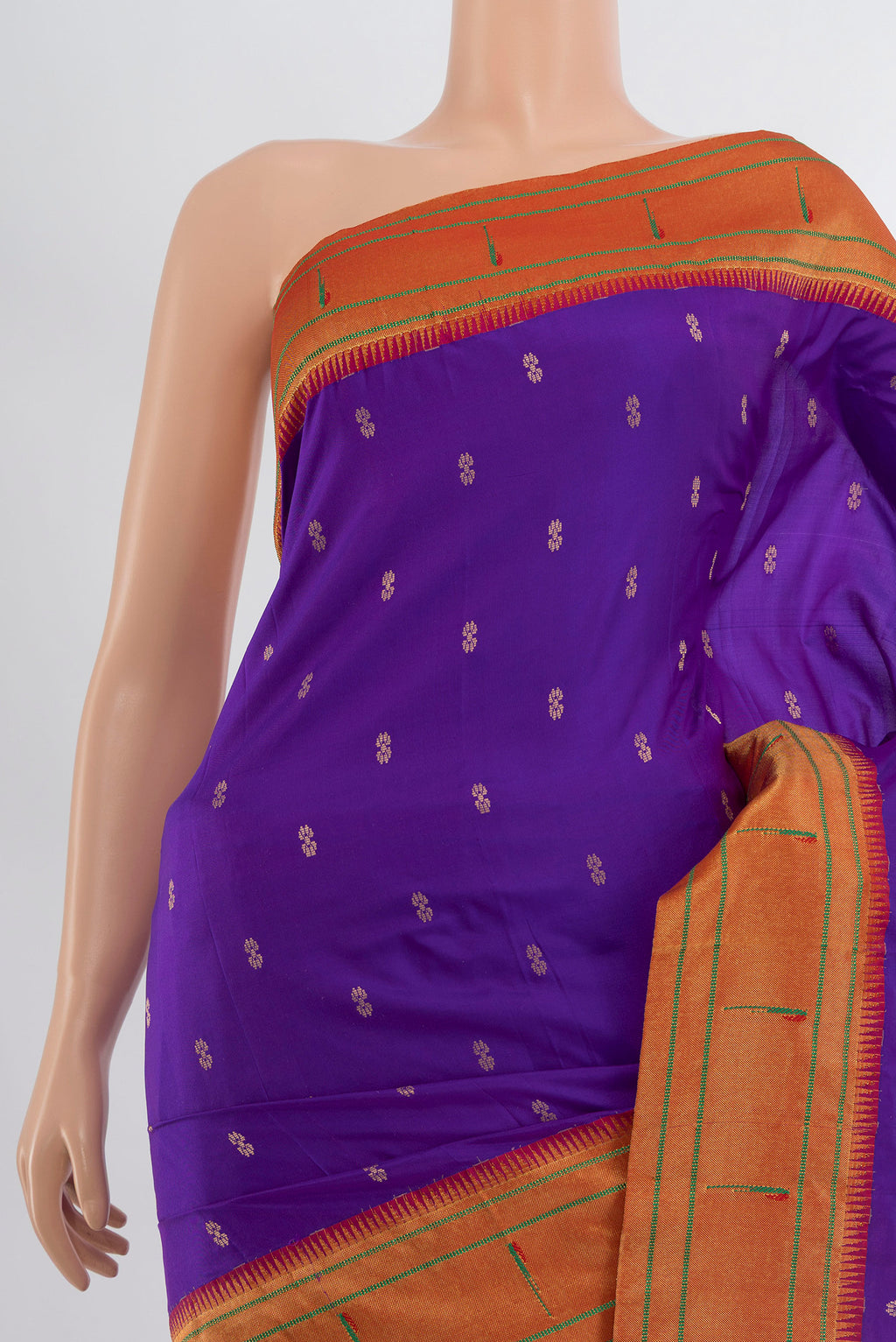 Border image of Violet Soft Silk Saree with Zari Butta on the body and Silk Border. 