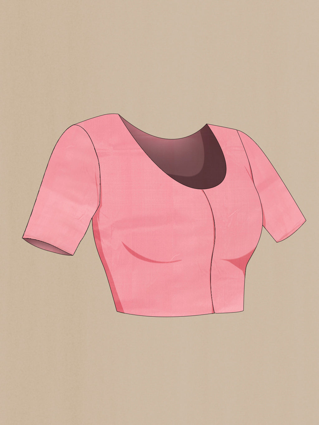 Close up image of the blouse of Rose pink Banarasi Silk Saree with Plain Body and Fancy Border. 