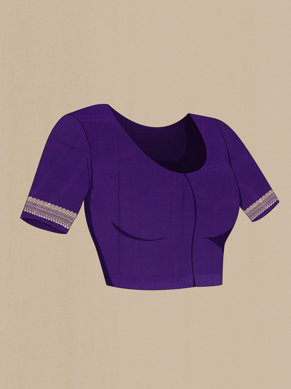 Close up image of the blouse of Dark Blue Banarasi Silk Saree with Zari Butta on the body and Zari Border. 