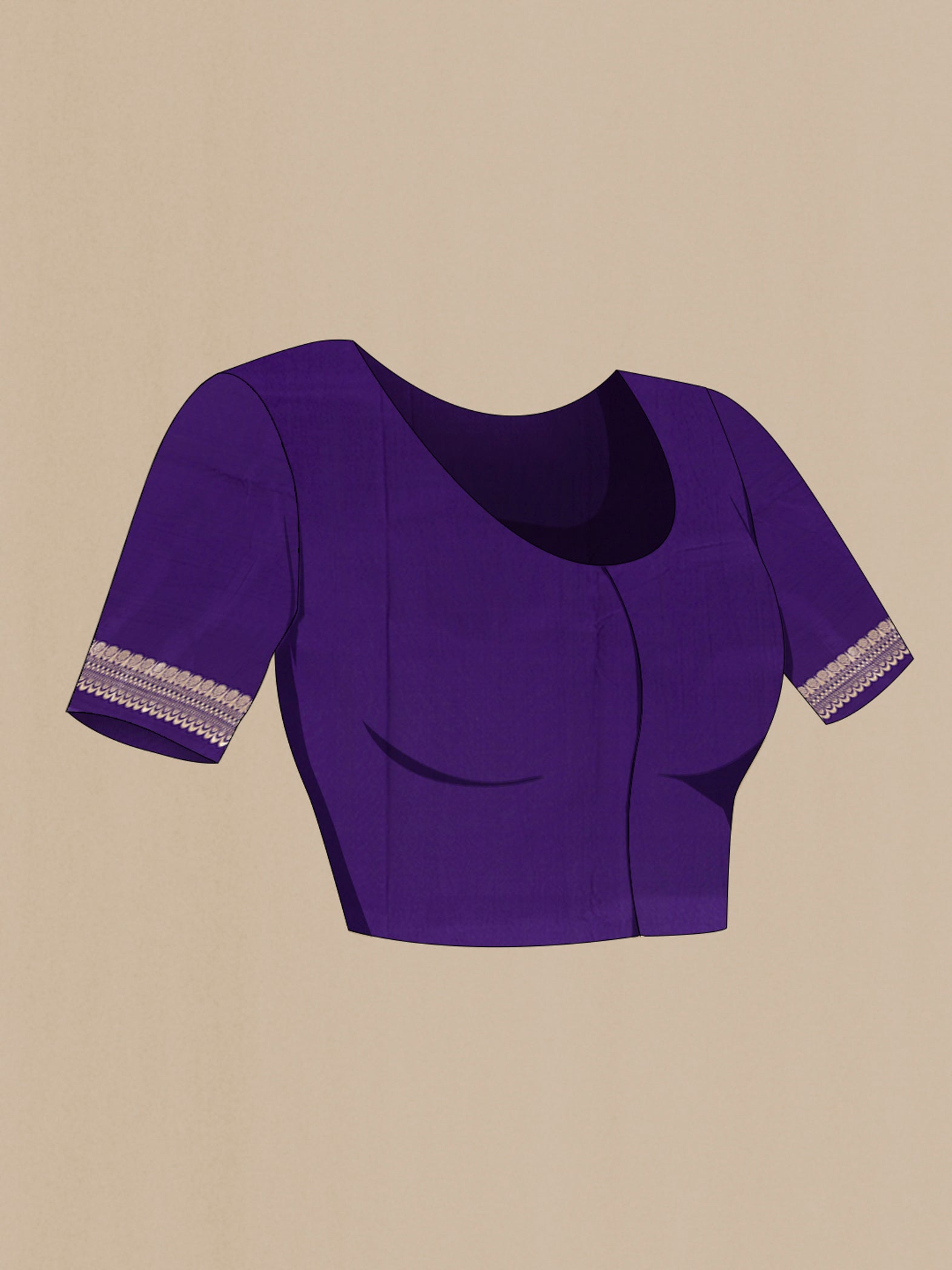Close up image of the blouse of Dark Blue Banarasi Silk Saree with Zari Butta on the body and Zari Border. 