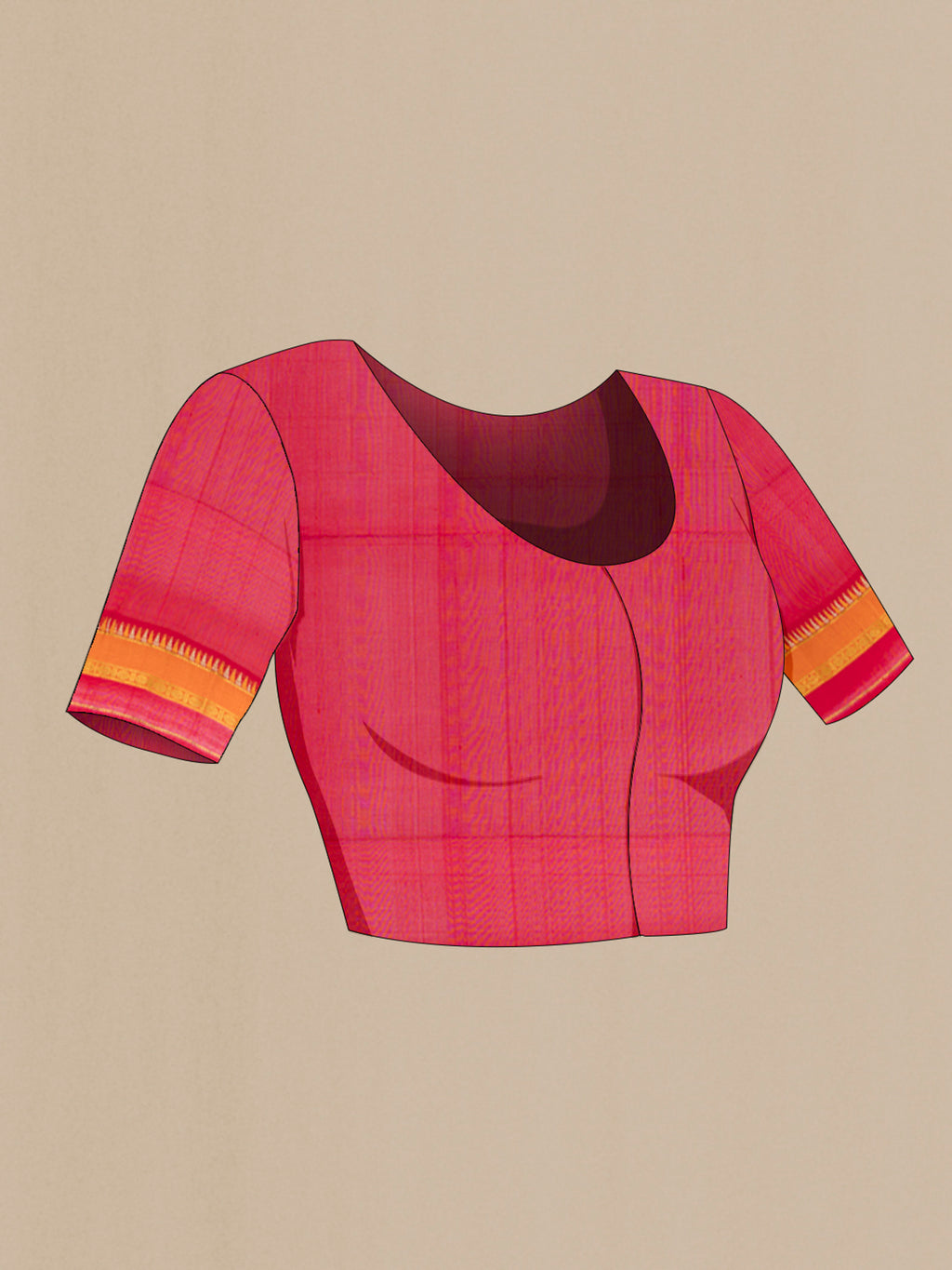 Close up image of the blouse of Davys Grey Silk Cotton Saree with Stripes on the body and Zari Border. 