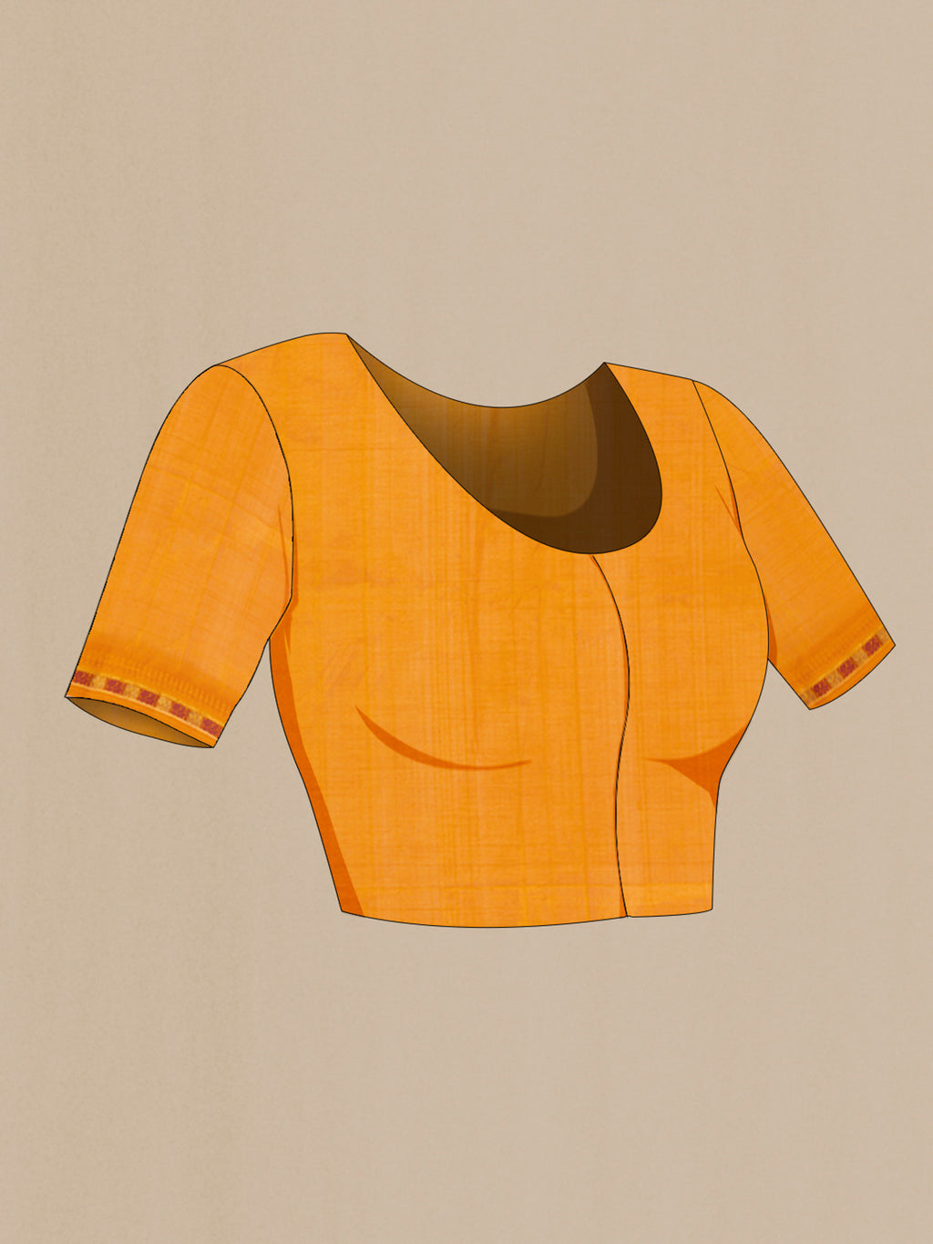 Close up image of the blouse of Bottle Green Silk Cotton Saree with Stripes on the body and Zari Border. 
