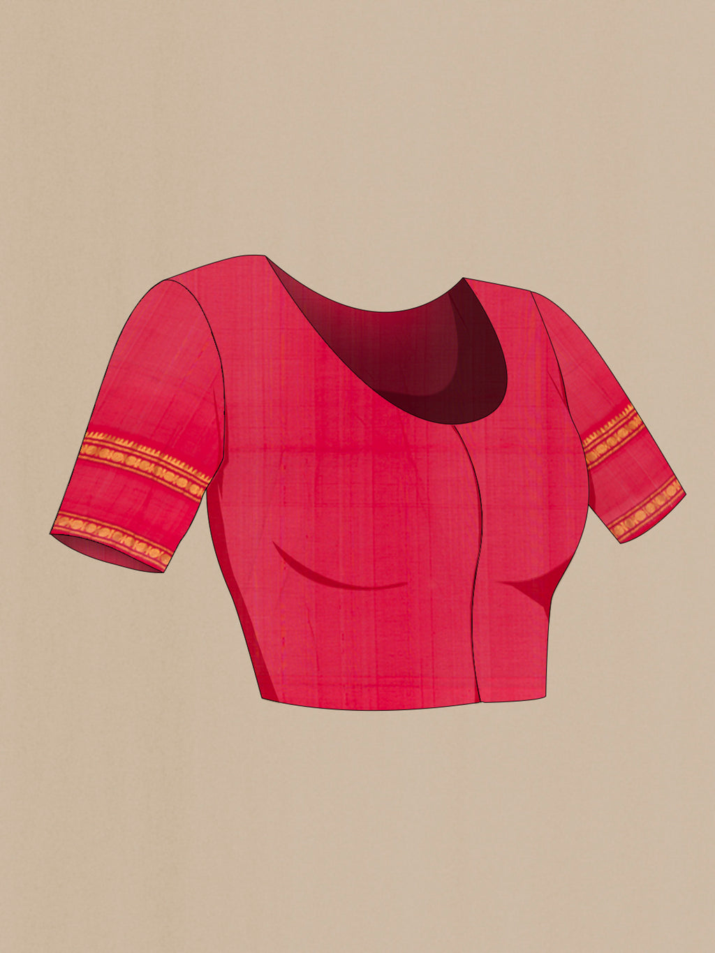 Close up image of the blouse of Bottle Green Silk Cotton Saree with Checked design on the body and Zari Border. 
