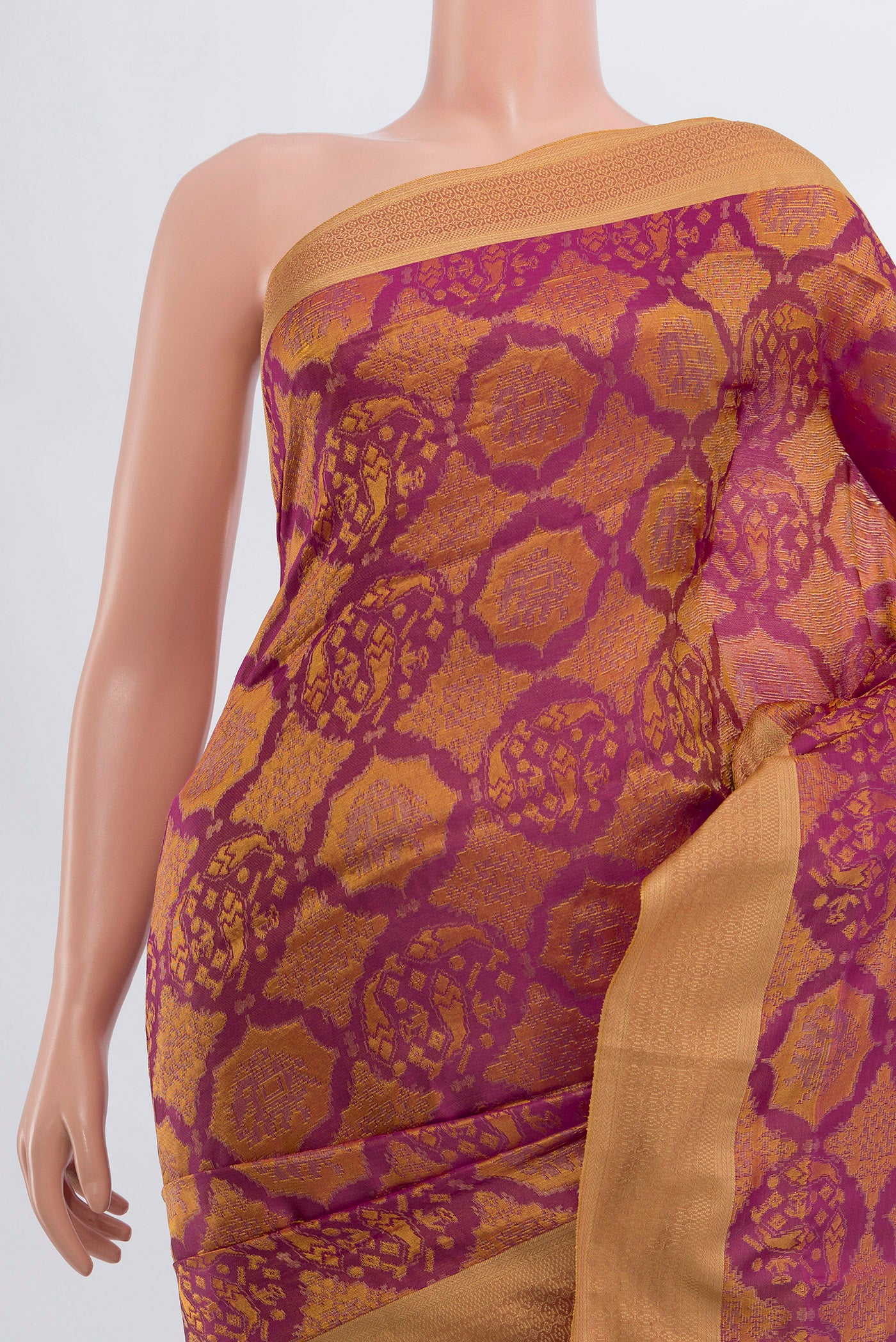 Border image of Purple Soft Silk Saree with Zari Butta on the body and Silk Border. 