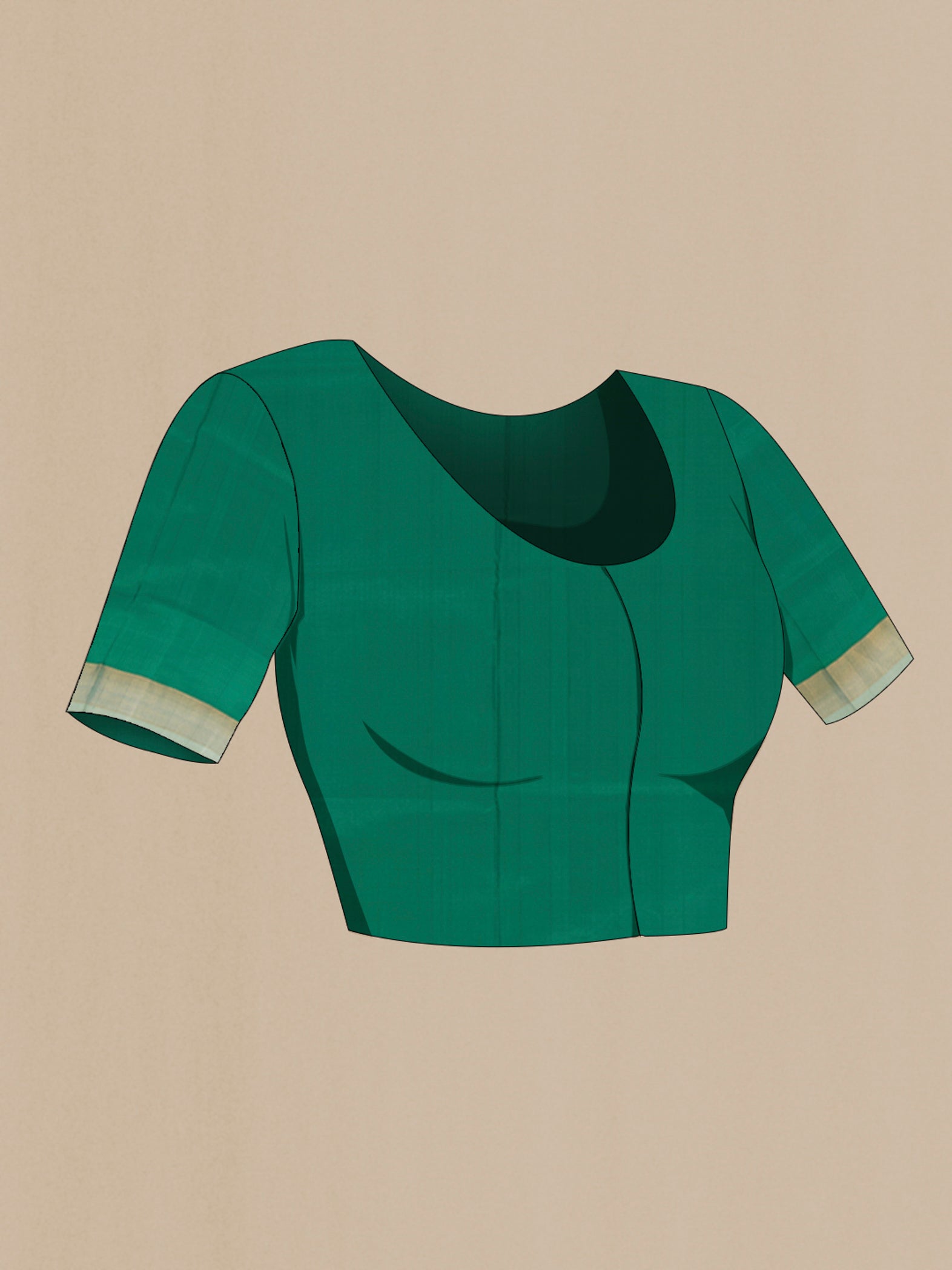 Close up image of the blouse of Teal Uppada Silk Saree with Zari Butta on the body and Fancy Border. 