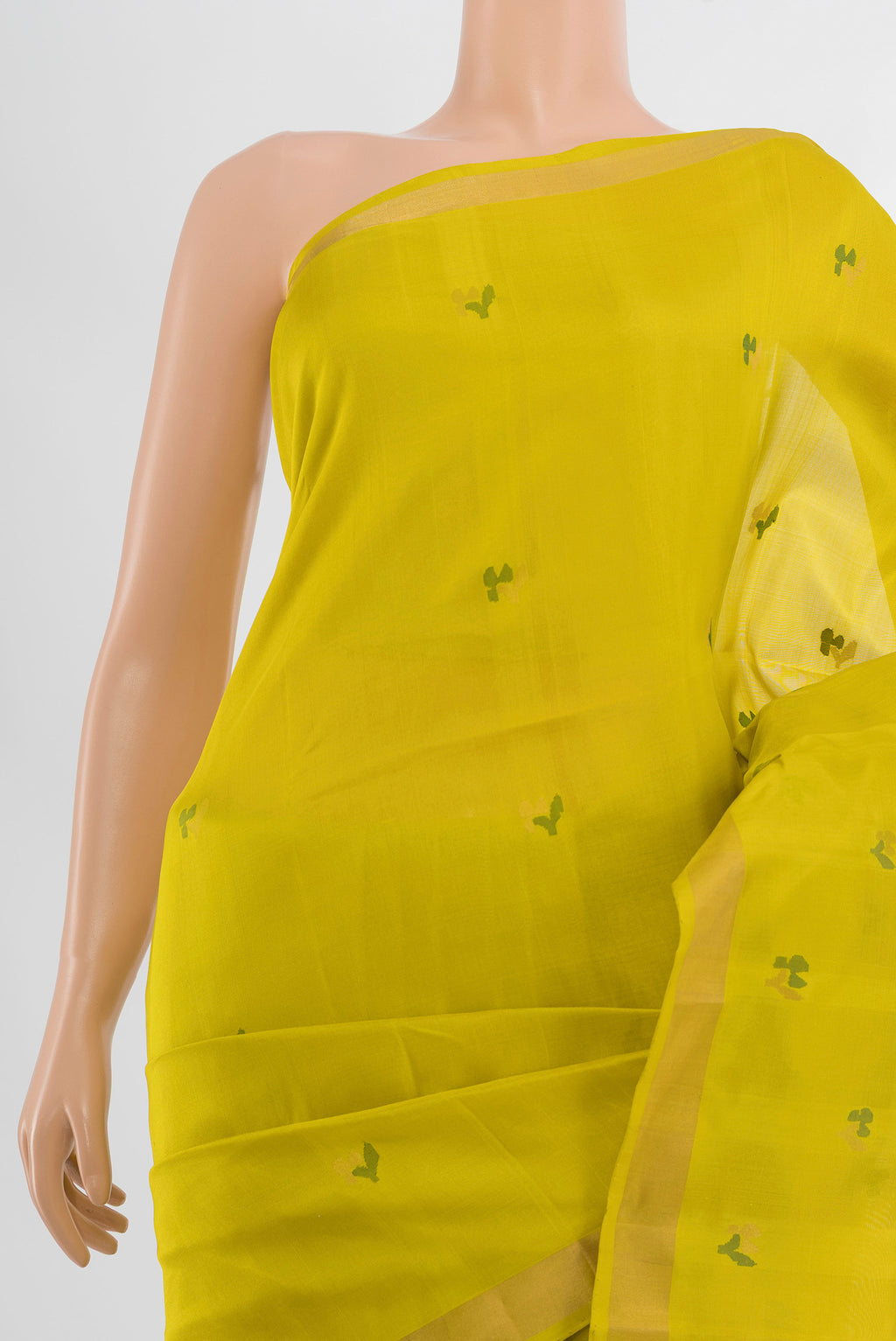 Border image of Light Green Uppada Silk Saree with Zari Butta on the body and Silk Border. 