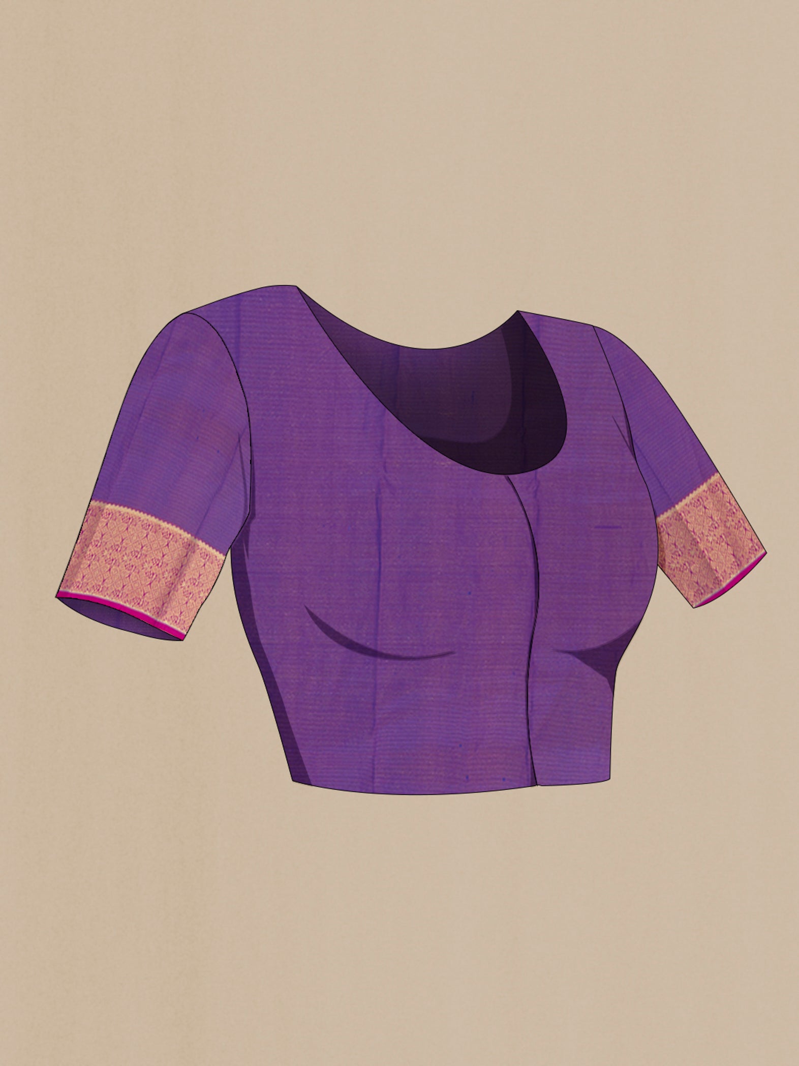 Close up image of the blouse of Blue Kanjivaram Silk Saree with Zari Butta on the body and Zari Border. 