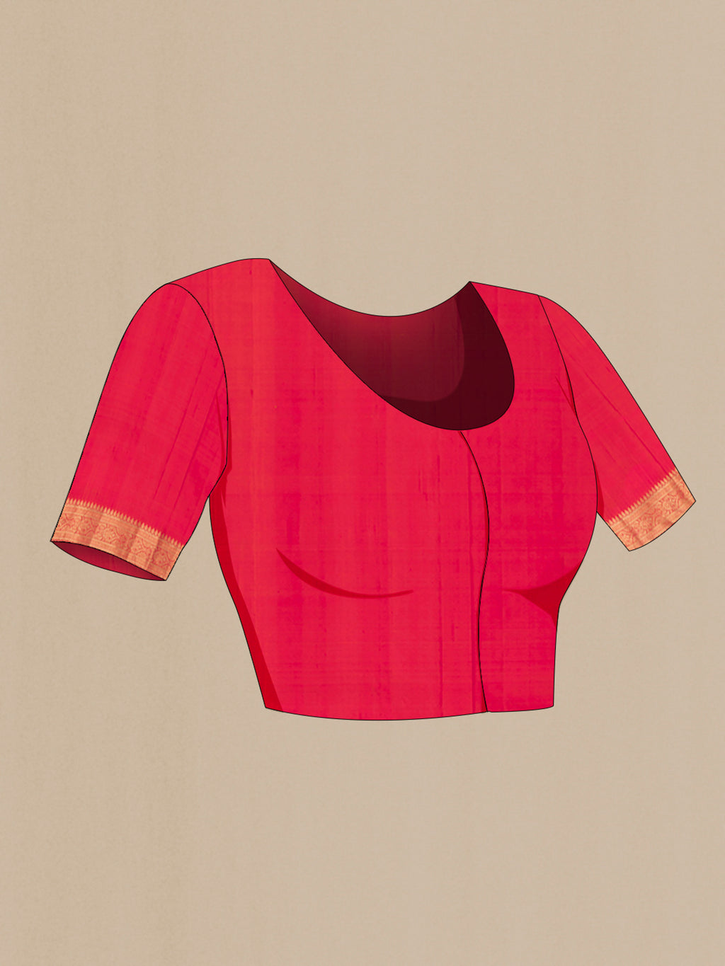 Close up image of the blouse of Pink Dual Tone Soft Silk Saree with Zari Butta on the body and Zari Border. 