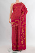 Pure Silk Dark Pink Kanjivaram Saree with Zari Brocade on the body and Zari Border.  displayed on a mannequin