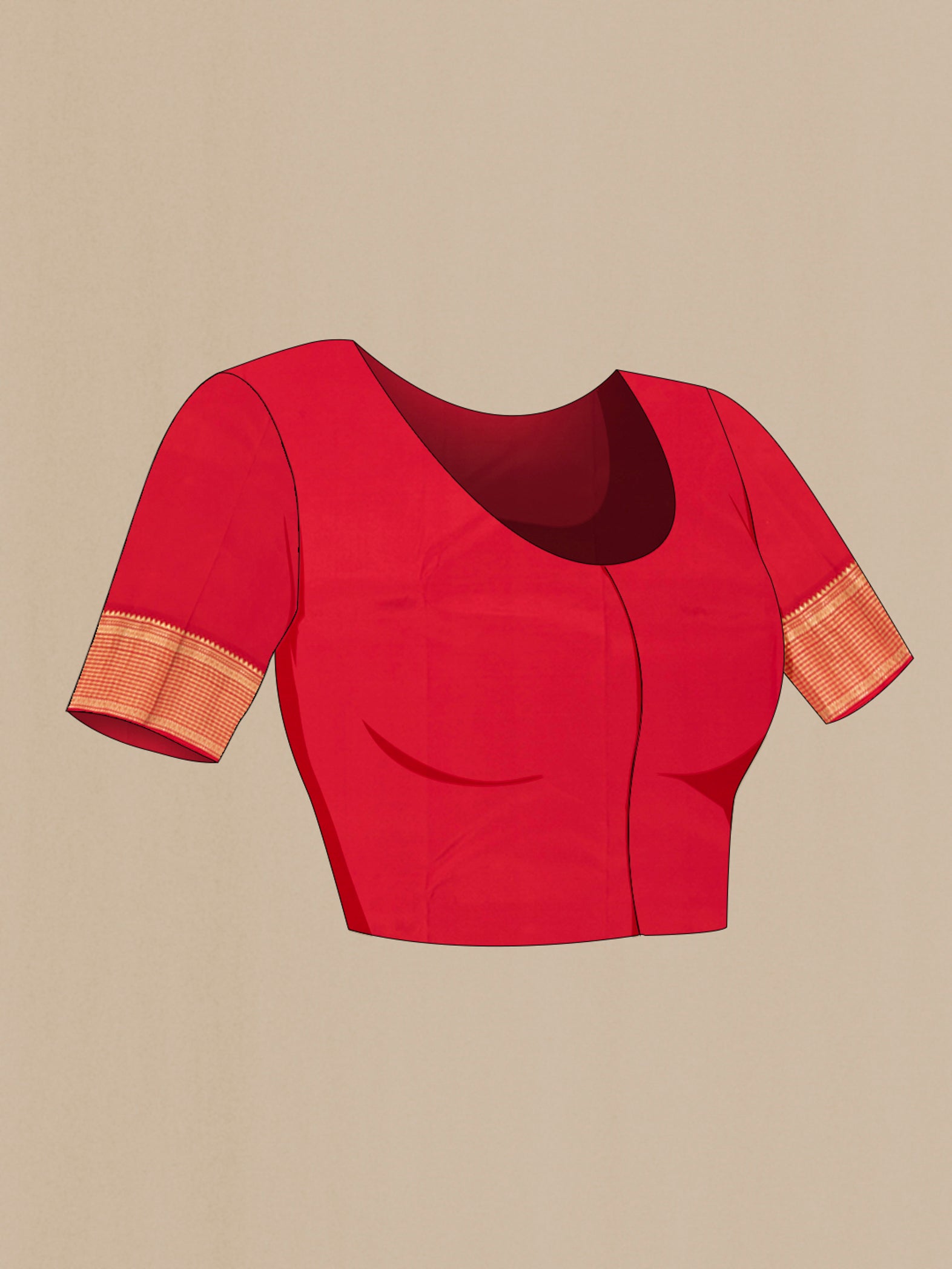 Close up image of the blouse of Turquoise Kanchipuram Silk Saree with Zari Butta on the body and Zari Border. 