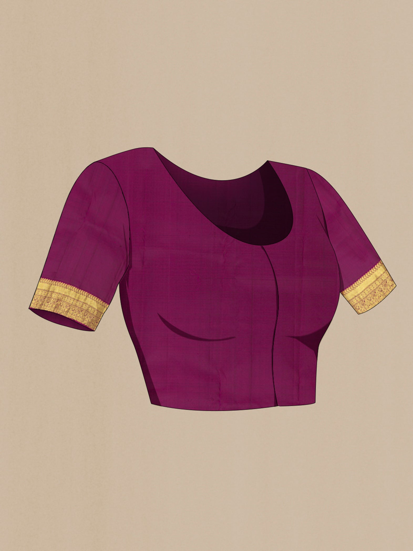 Close up image of the blouse of Bottle Green Kanchipuram Silk Saree with Zari Butta on the body and Zari Border. 