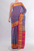 Pure Silk Lavender Kanchipuram Saree with Jacquard With Zari Butta on the body and Zari Border.  displayed on a mannequin