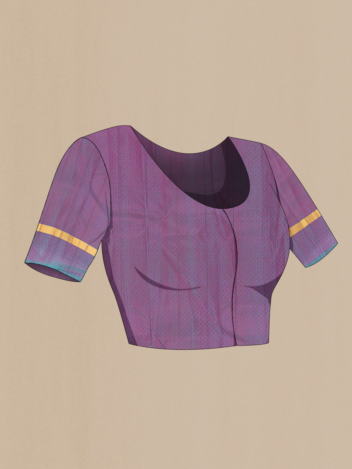 Close up image of the blouse of Pure Silk Pink Kanjivaram Saree with Jacquard design on the body and Zari Border. 