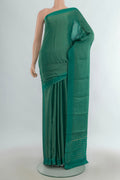 Green Mysore Georgette Saree with Zari Brocade on the body and Plain Border.  displayed on a mannequin