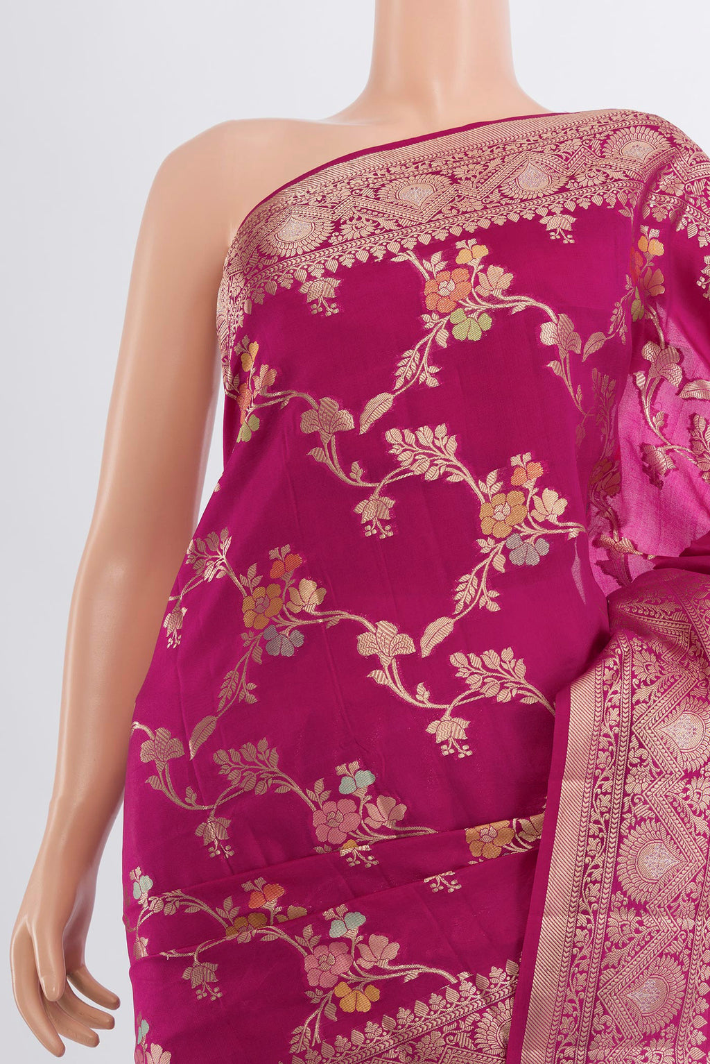 Border image of Purple Banarasi Raw Silk Saree with Zari Butta on the body and Silk Border. 