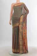 Multi Color Blended Paithani Cotton Saree with Zari Butta on the body and Zari Border.  displayed on a mannequin