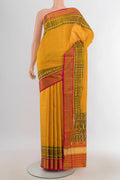 Pure Silk Multi Color Rajkot Patola Saree with Ikat Print on the body and Silk Border.  displayed on a mannequin