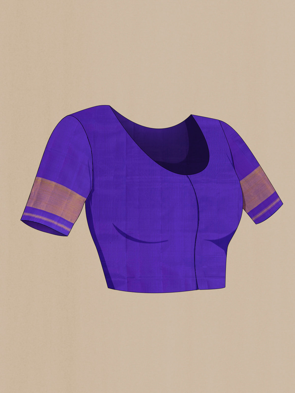 Close up image of the blouse of Pure Silk Royal Blue Rajkot Patola Saree with Pure Ikat on the body and Ikat Border. 