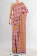 Pure Silk Multi Color Kanjivaram Saree with Zari Butta on the body and Zari Border.  displayed on a mannequin