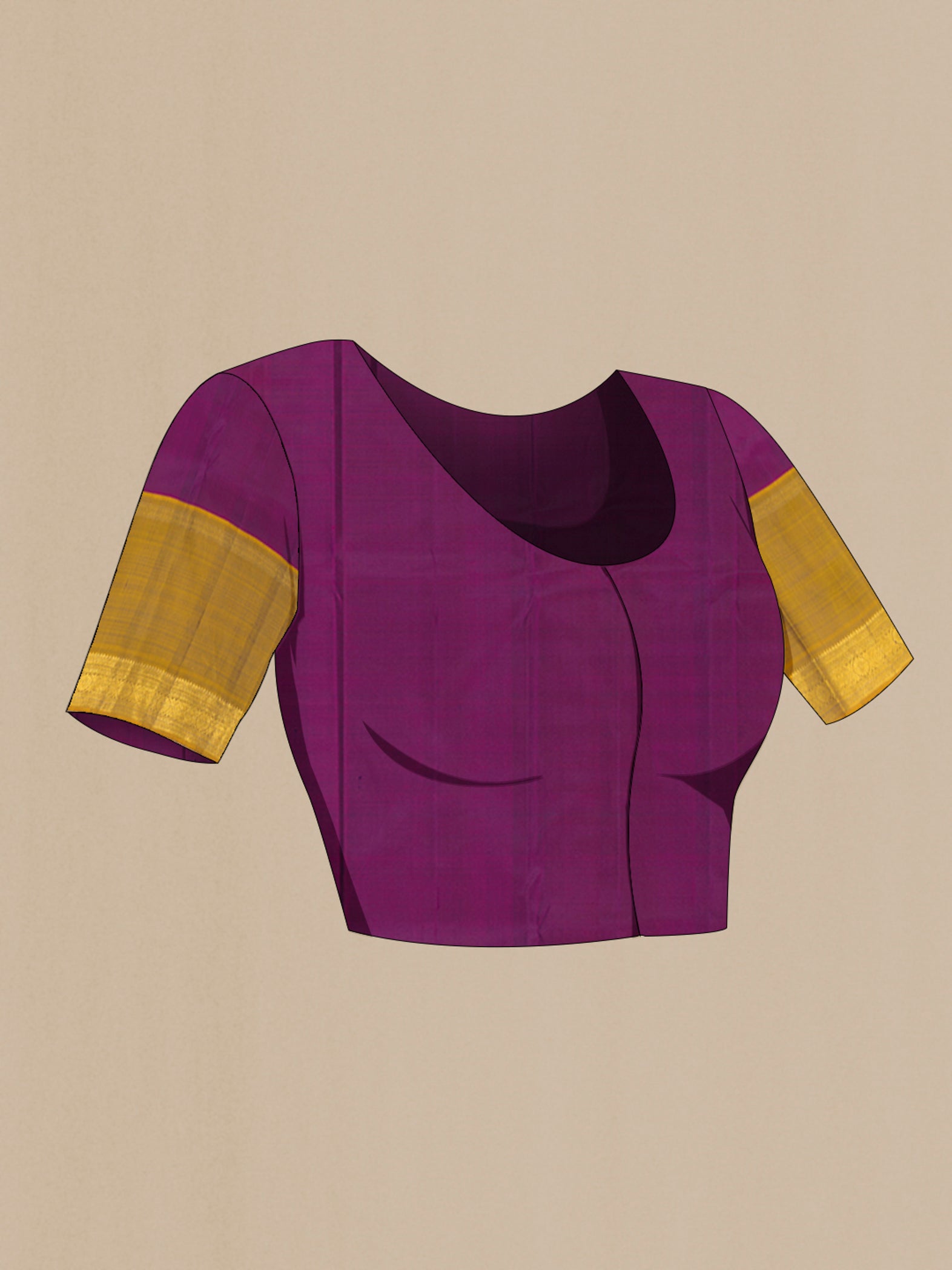 Close up image of the blouse of Bottle Green Kanjivaram Silk Saree with Plain Body and Plain Border. 