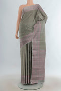 Pure Silk Davys Grey Kanchipuram Saree with Thread Butta on the body and Thread Border.  displayed on a mannequin